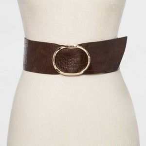 Women's Hammered Buckle Embossed Sash Belt - S